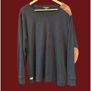 Lauren Ralph Lauren Black Long Sleeve Faux Suede Patch Preppy Equestrian 3X